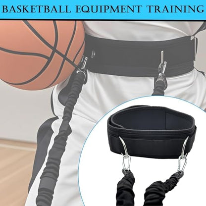 Zone Defense Resistance Bands Training Kit - Basketball Defense Bands for Agility, Team Training and Athletic Training, Unisex, 6.5 FT-15 FT Adjustable (Black, Nylon), 1 Set