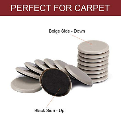 Furniture Sliders for Carpet - 20 PCS Heavy Duty Moving Pads 3 1/2" - Sliders for Furniture on Carpet, Reusable Furniture Moving Sliders for Easy Glide - size: 20pcs Beige 3.5"