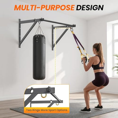 500LBS Capacity Wall Mounted Pull Up Bar, 45"/51" Chin Up Bar, Reinforced Thick Metal Joist Mounted Strength Training Bar with Adjustable Depth