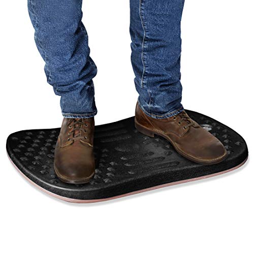 Seville Classics airLIFT Premium Anti Fatigue Wooden Balance Wobble Board Mat w/Massage Points, for Office Standing Desk, Home, Exercise, Therapy, Sports Training, Black, 20"W x 14"D - size: 20"