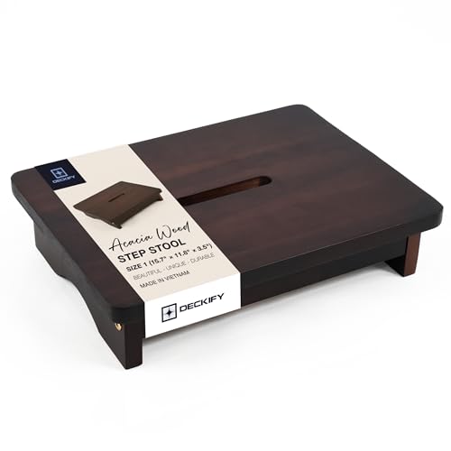 Premium Wooden Step Stool for Adults, Small Acacia Wood Stepping Stool, Non-Slip 1-Step Bedside Stool for Bed & Bathroom, 600 lbs, Portable — 3.5 Inch - size: 3.5 Inch