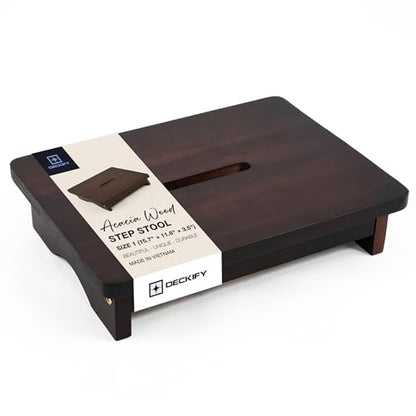 Premium Wooden Step Stool for Adults, Small Acacia Wood Stepping Stool, Non-Slip 1-Step Bedside Stool for Bed & Bathroom, 600 lbs, Portable — 3.5 Inch - size: 3.5 Inch