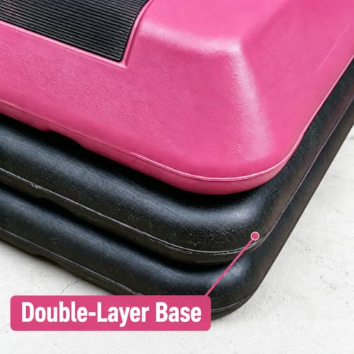 Aerobic Step Platform Height Adjustable Workout Step - color: Double-layer Base-Rose & Black