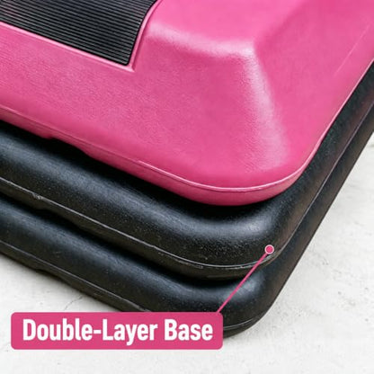 Aerobic Step Platform Height Adjustable Workout Step - color: Double-layer Base-Rose & Black