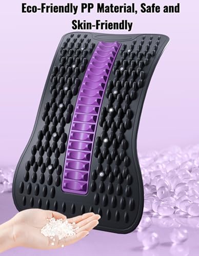 Adjustable Back Stretcher for Muscle Relaxation, Ergonomic Arch Design Lumbar Support Board, Back Cracker Board for Posture Correction, Home Lower Back Pain Relief Tool (Grayish Blue)