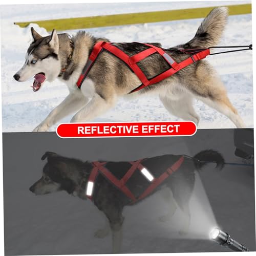 Dog Sled Harness for Pulling, Fog Sled Harnesses for Large Sogs, Adjustable Waterproof Dog Sled Pulling Harness for Dogs Exercise, Bikejoring, Skijoring (Red, XL)
