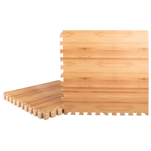 EVA Foam Floor Tiles 6-Pack - 24 SQFT Puzzle Mats for Floor - Interlocking Foam Tiles for Family Room or Gym Flooring by Stalwart (Light Woodgrain) - color: Natural Wood Grain, size: 6 Pack