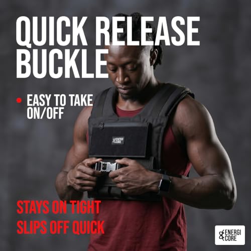 ENERGI CORE Adjustable Weighted Vest , 20lbs/30lbs/40lbs - Heavy Duty Tactical Weight Vest for Men & Women Workout - Removable Iron Weights, Reflective Strip & Zipper Pocket - Strength Training, Running & Fitness
