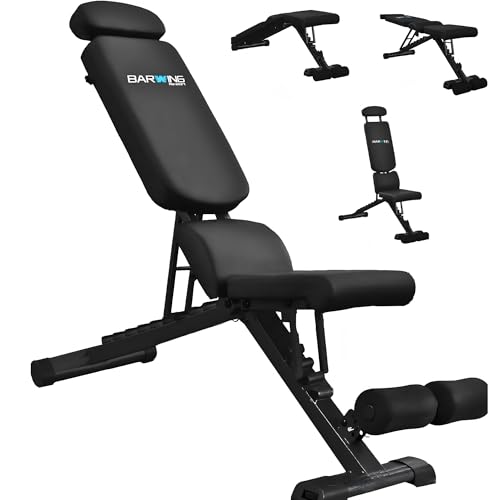 BARWING Adjustable Foldable Portable Weight Bench for Home Gym,700-800LBS Flat Incline Decline Workout Bench for Full Body Workout Easy Assembly for Home Gym - color: grey