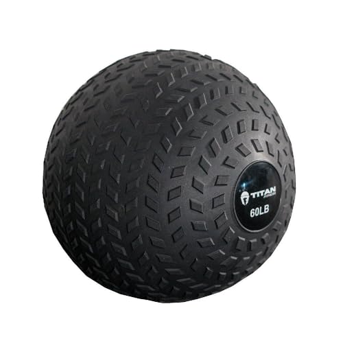 Titan Fitness Rubber Tread Slam Ball, Dead Bounce, Weight Workout - Throw, Catch, Slam, Twist - style: 60 lb