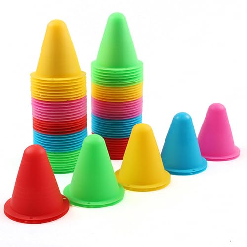 30 Pack Cones Sports, Soft Plastic Agility Field Marker for Soccer, Basketball, Football - Indoor/Outdoor Skating - Training Cones for Drills and Games, 3.15 Inch Height, 6 Colors