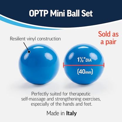 OPTP Mini Balls - Vinyl Air-Filled Self-Massage Ball Set (2 Piece) for Hand and Foot Therapy- Small Therapy Balls for Improved Strength, Fine Motor Skill Development, and Soft Tissue Mobilization