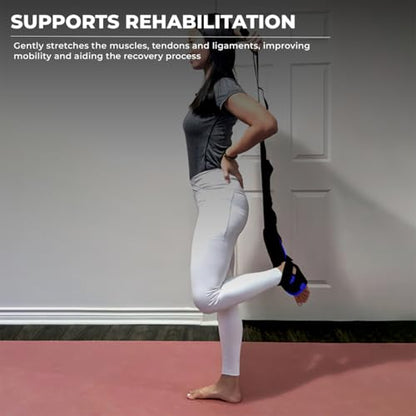 Foot and Calf Stretcher - Stretching Strap for Plantar Fasciitis, Achilles Tendonitis, Heel Spurs, Foot Drop, & Hamstring, Versatile Stretch Strap Used as Leg stretcher, Hamstring Stretcher and Foot Stretcher