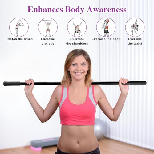 5ft Yoga Stick - Sturdy Steel Adjustable Stretching Stick for Mobility,Flexibility & Balance | Non-Slip Ends & Foam Handles | Exercise Pole for Fitness,Physical Therapy,Posture Correction