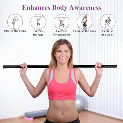 5ft Yoga Stick - Sturdy Steel Adjustable Stretching Stick for Mobility,Flexibility & Balance | Non-Slip Ends & Foam Handles | Exercise Pole for Fitness,Physical Therapy,Posture Correction