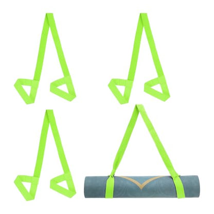 PATIKIL Yoga Mat Strap, Adjustable Yoga Mat Carrier Straps Sling Cotton Anti Slip Mat Holder Stretching Band - color: Lime Green