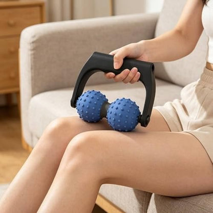 Double Ball Handheld Massage Roller Ergonomic Peanut Massage Ball for Gym, Blue - color: Blue