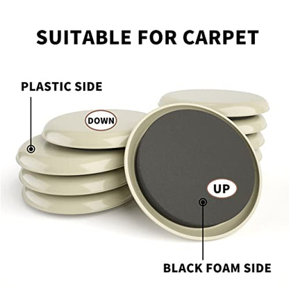 Furniture Sliders (2.5” Beige) - 20-Pack Floor Protectors & Movers Sliders - Multi-Surface Non-Marring Pads - Effortless Glide Technology - size: 20pcs Beige 2.5"