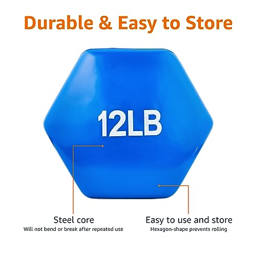 Amazon Basics Vinyl Coated Dumbbell Hand Weights - style: 12 Pounds, Pair