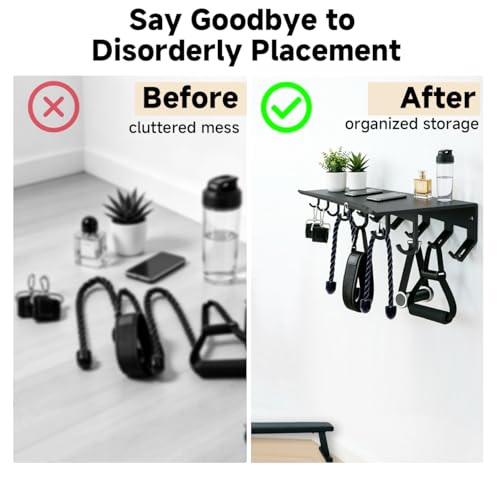 Dafftos Floating Shelf Compatible with Tonal Accessories Home Gym Storage Rack Wall Mount Resistance Band Organizer Workout Metal Holder Hook T-Bracket Lock Adapters Hanger Equipment Fitness