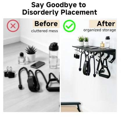 Dafftos Floating Shelf Compatible with Tonal Accessories Home Gym Storage Rack Wall Mount Resistance Band Organizer Workout Metal Holder Hook T-Bracket Lock Adapters Hanger Equipment Fitness