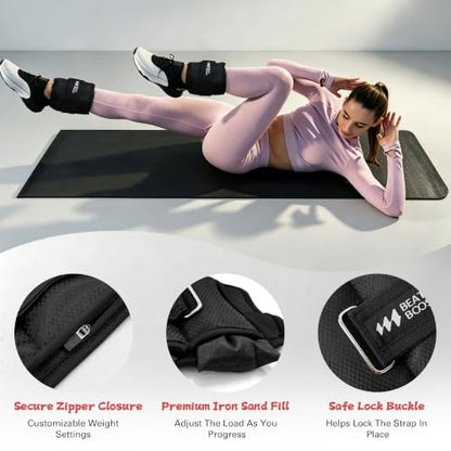 Beatboost Ankle Weights Adjustable 10lb for Women Men
