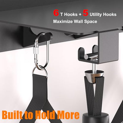 Tonal Accessories Shelf, 17" Heavy Duty Steel Wall Mounted Floating Storage Rack with T-Bracket Lock Hangers, Compatible with Various Home Gym Accessories, Black