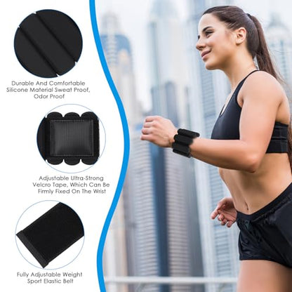 AMIR Wrist Weights, Adjustable Ankle Weights For Women, Waterproof Leg Strength Training Wrist For Yoga Running Swimming Pilates (1Pair, 1 lb Each)