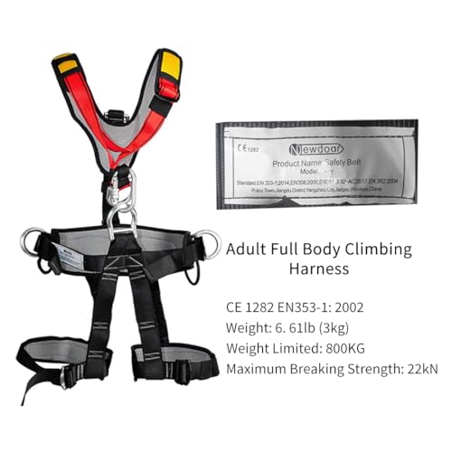 NewDoar Climbing Harness CE Certification Rock Climbing Rappelling Equipment Body Guard Protect Rappelling Rescuing Equip - color: Adult Upgrade Full Body