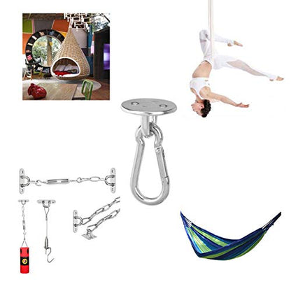 2 Set M8 Ceiling & Wall Mount Hanging Hardware Fitting Set 304 Stainless Steel Heavy Duty Round Pad Eye Hook Plate + Snap Hook for Yoga Hammock Chair Swings Marine Boat Accessories - size: M8 Round Pad