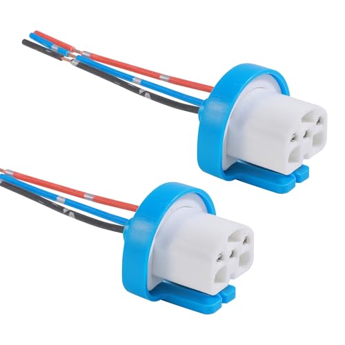 2PCS Headlight Harness,Car Accessories 3 Pin Ceramic Headlight Wiring Harness,Automotive Replacement Electrical Wiring Harnesses,Compatible with Lamps Models of 9007,9004,HB1,and HB5