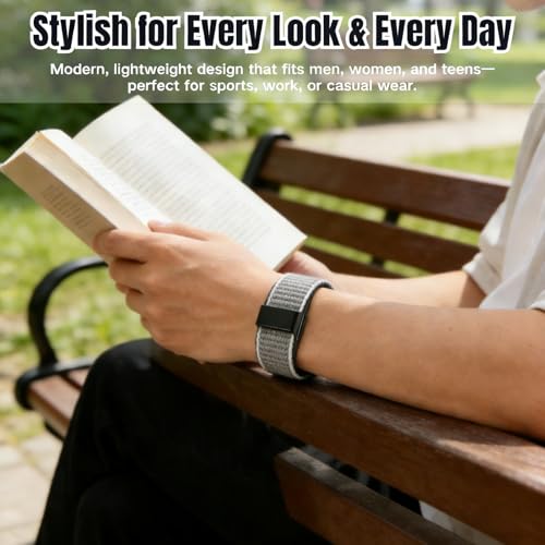 CAMTOVGCA Nylon Loop Compatible with Hume Band, Nylon Replacement Strap, Soft Adjustable Breathable Sport Wristband for Fitness Tracker - color: Grey