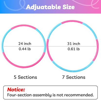 Liberry Kids Exercise Hoop, Detachable Fitness Rings for Workout, Adjustable Plastic Hoop for Home, Gym, Dance, Sport Toy Gift in Blue, Pink - size: 2 pack-12 pieces