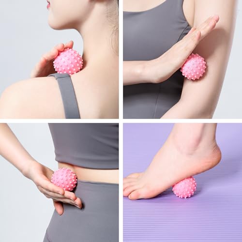 Spiky Massage Balls for Feet,4 Pcs 1.9'' Hard Lacrosse Ball Deep Tissue Recovery Tool,Trigger Point Ball for Myofascial Release & Trigger Point Therapy(Blue) - color: Blue