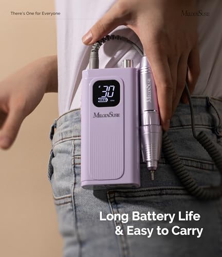MelodySusie Entry-Level Clip-On Rechargeable Essential Nail Drill, SC300F 30000RPM E-File with LCD Display for All Manicure Shaping & Gel Removal,Ideal for Training,Nail Art Practice & Home Use,Purple - color: Purple