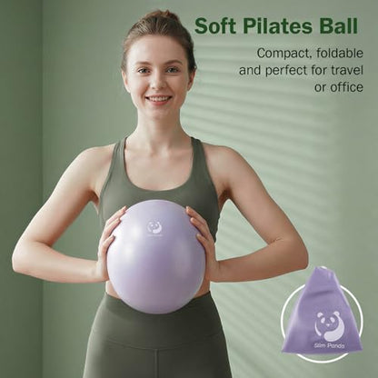 Slim Panda Pilates Ball, 9 Inch Small Exercise Ball, Anti Burst Mini Yoga Ball for Stability, Workout, Barre, Core Strength, Physical Therapy, Balance, Stretching