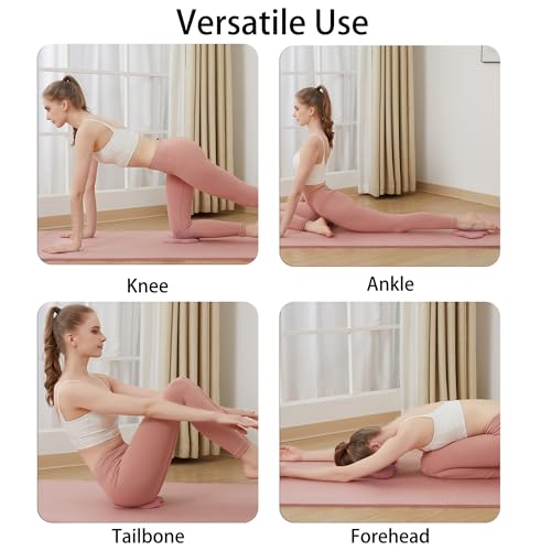 Premium Exercise Knee Support Set of 10 | Thick Foam Yoga Pilates Cushion for Women Men | Knees Elbows Wrists Hands Head Protection - color: Pink