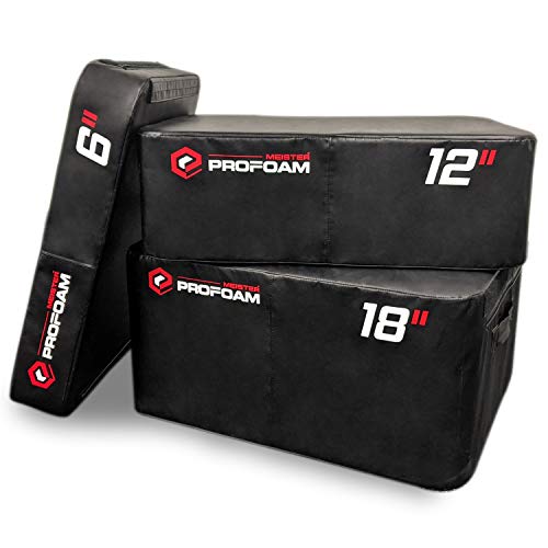 Meister PROFOAM Plyo Boxes - Foam Plyometric Jump Boxes for Pro Gyms - style: 3 BOX SET (18", 12", 6") - Black
