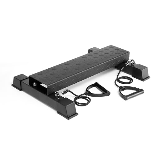 Steel Calf Raise Block – Heavy Duty Calf Stretch Platform for Seated & Standing Calf Raises, Calf Extension, Dumbbell Calf Raise & Leg Strength Training Equipment for Home Gym - color: BLACK-High（elastic band）