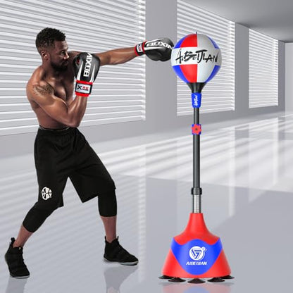 Freestanding Reflex Boxing Bag,Punching Bag with Stand,Height Adjustable,Speed Punching Ball for Adults Kids,Boxing Equipment for Home Gym - color: Red