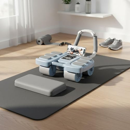 Four Wheel Ab Roller with Knee Pad, Stable Motion Trainer for Home Use, Non-Slip Rubber Wheels