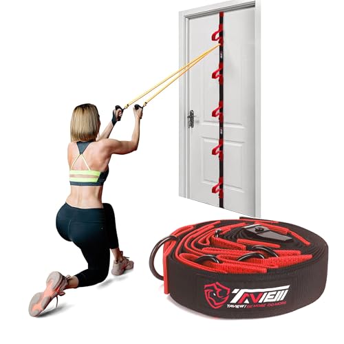 Door Anchor Strap for Resistance Bands Exercises, Multi Point Anchor Gym Attachment for Home Fitness, Portable Door Band Resistance Workout Equipment, Easy to Install, Punch-Free, Nail-Free (Green)