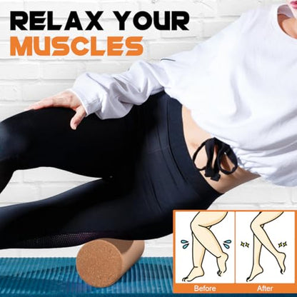 Yoga Blocks Cork Roller Fitness Yoga Roller Exercise Physical Exercise Deep Tissue Muscle Massage Portable Yoga Cylinder Back Bend Training for Legs Back Muscles