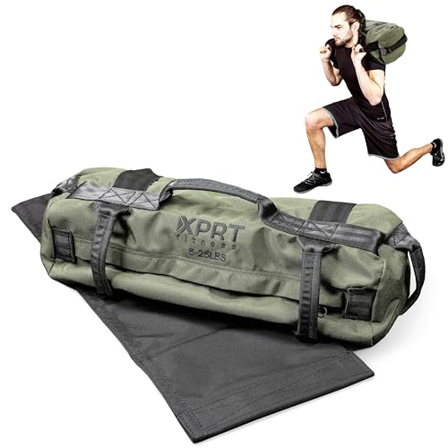 Workout Sandbag for Heavy Duty Workout Cross Training 7 Multi-positional Handles - Color Army Green/Black/Camo - color: Army Green, size: Small