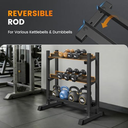 3-Tier Dumbbell Rack, 1100LBS Capacity Adjustable Weight Rack, Heavy-Duty Weight Stand for Dumbells & Kettlebells, Compact Weight Storage Organizer for Home Gym (Rack Only)