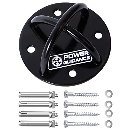 POWER GUIDANCE Wall and Ceiling Mount Bracket for Suspension Straps, Gymnastic Rings, Yoga Swings & Hammock Resistance Band Battle Rope - color: Black (set of 1)