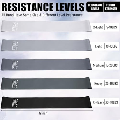20 Pcs Resistance Bands for Women Men 10-115 Lbs 5 Different Resistance Levels Loop Exercise Bands for Leg Working Gym - color: Black