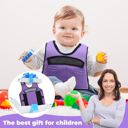 Compression Vest for Kids (Large, Ages 10+) Weighted Vest for Kids Including 6 Removable Weights Purple