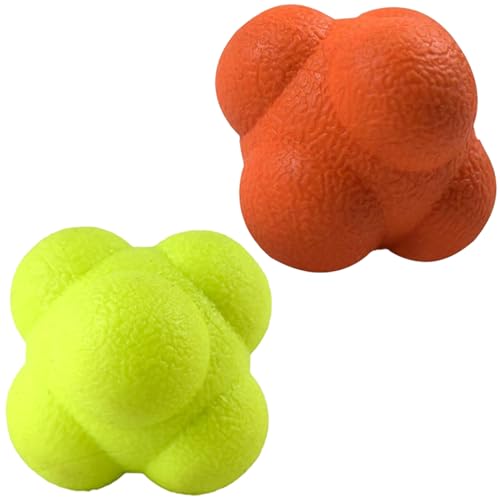 AIRLAXER Reaction Ball,Reflex Ball for Hand Eye Coordination Training,2.83 inch,Pack of 2-Orange,Yellow.