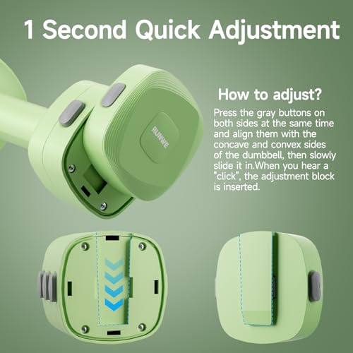 Lightweight Adjustable Dumbbell Kettlebell Set - 4 in 1 Free Weight Set with Kettlebell Grip Converter, Each 2.2 3.3 4.4 5.5lb Quick Change Weight Women Dumbbell Set for Small Spaces Home Gym - color: Dumbbell Green